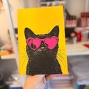 Anotador abrochado con hojas rayadas - Tamaño A5 - Diseño de tapa: Gato cool