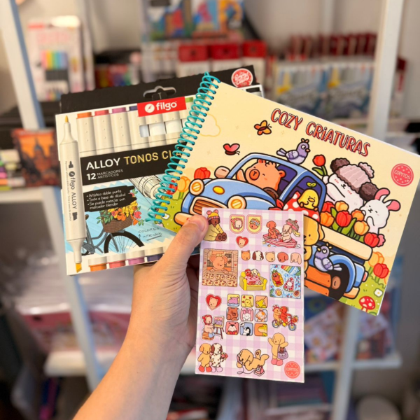 Kit libro para pintar Cozy Criaturas + marcadores filgo Alloy doble punta