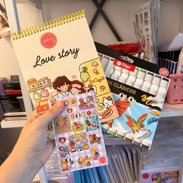 Kit libro para pintar Love Story + marcadores filgo Alloy doble punta
