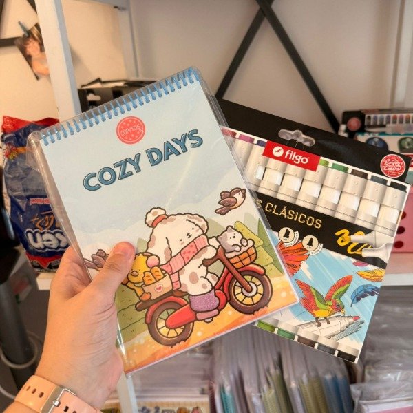 Kit libro para pintar Cozy Days + marcadores filgo Alloy doble punta