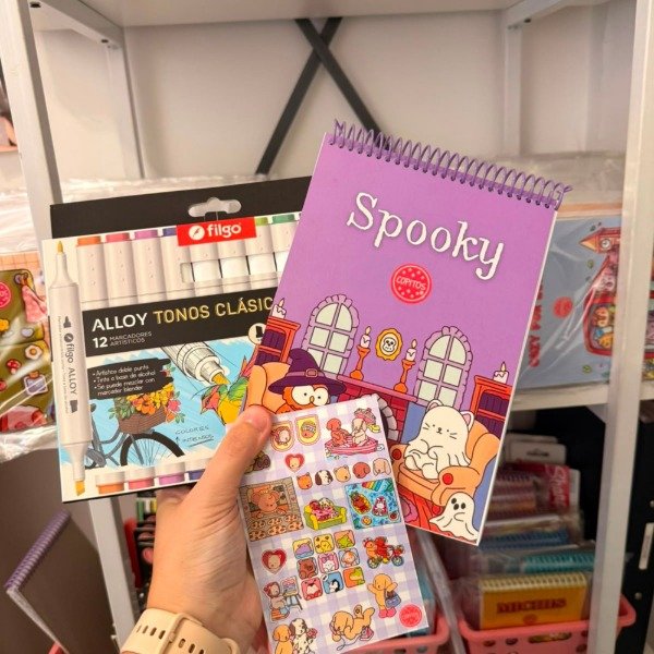 Kit libro para pintar Spooky + marcadores filgo Alloy doble punta