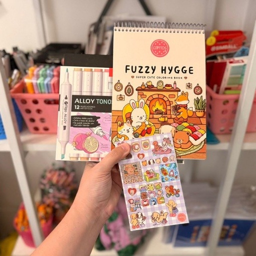 Kit libro Fuzzy Hygge + marcadores filgo Alloy doble punta