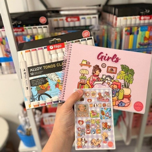 Kit libro para pintar Girls + marcadores filgo Alloy doble punta