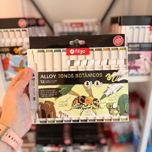 [MRC-00104_MN] Marcadores Filgo doble punta Alloy tonos botánicos - Caja x 12 u.