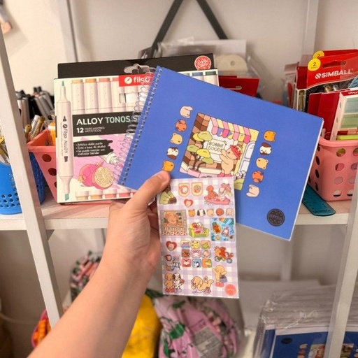 Kit libro para pintar Bobbies Goods tapa azul + marcadores filgo Alloy doble punta