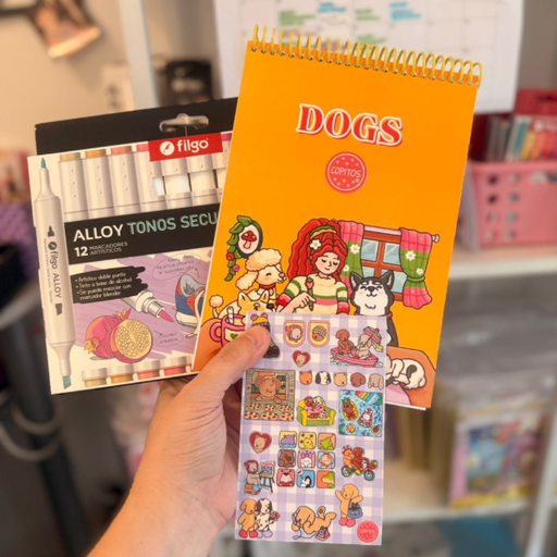 Kit libro para pintar Dogs + marcadores filgo Alloy doble punta