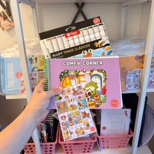 Kit libro para pintar Comfy Corner + marcadores filgo Alloy doble punta