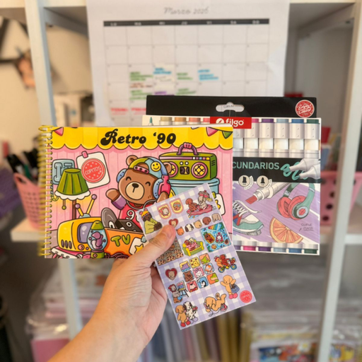 Kit Libro Retro '90 + marcadores filgo Alloy doble punta