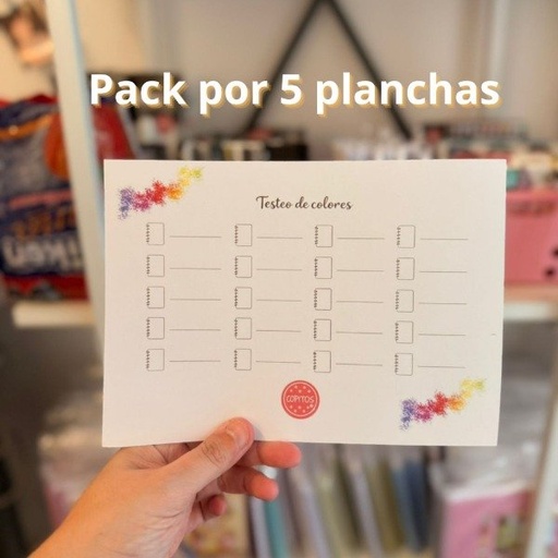 [ACS-00121_MN] Pack x 5 planchas de testeo de colores (hojas de 240 gr.)
