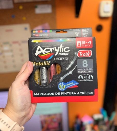 [MRC-00137_MN] Marcadores acrílicos metalizados x 8 Trabi Acrylic Pop