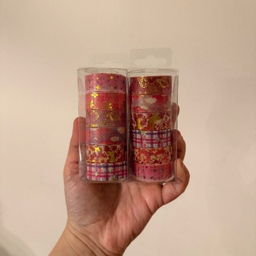 [SCR-00101_MN] Cinta Washi Tape x 6 unidades Mix rosa