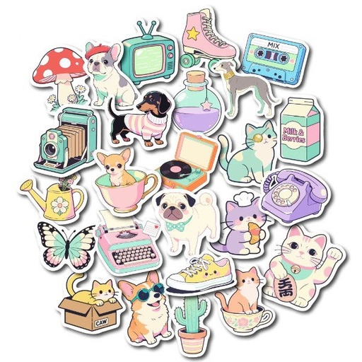 [SCR-00112_MN] Pack x 25 stickers individuales Retro